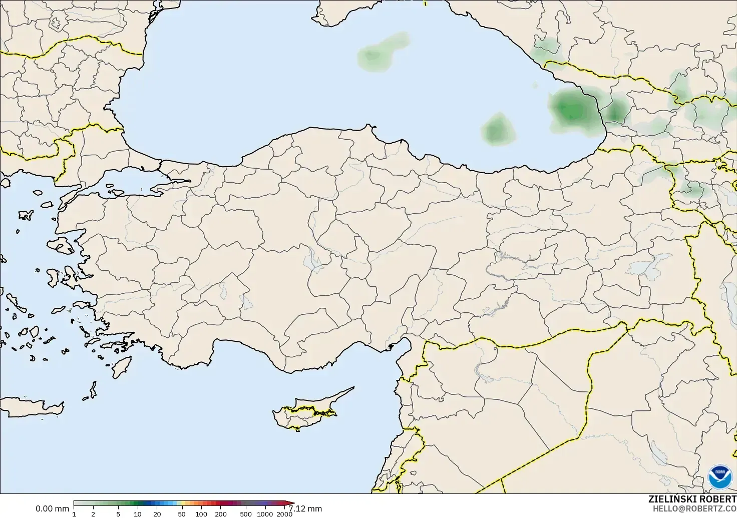 GFS modelo - Turquia, Acúmulo de precipitação
