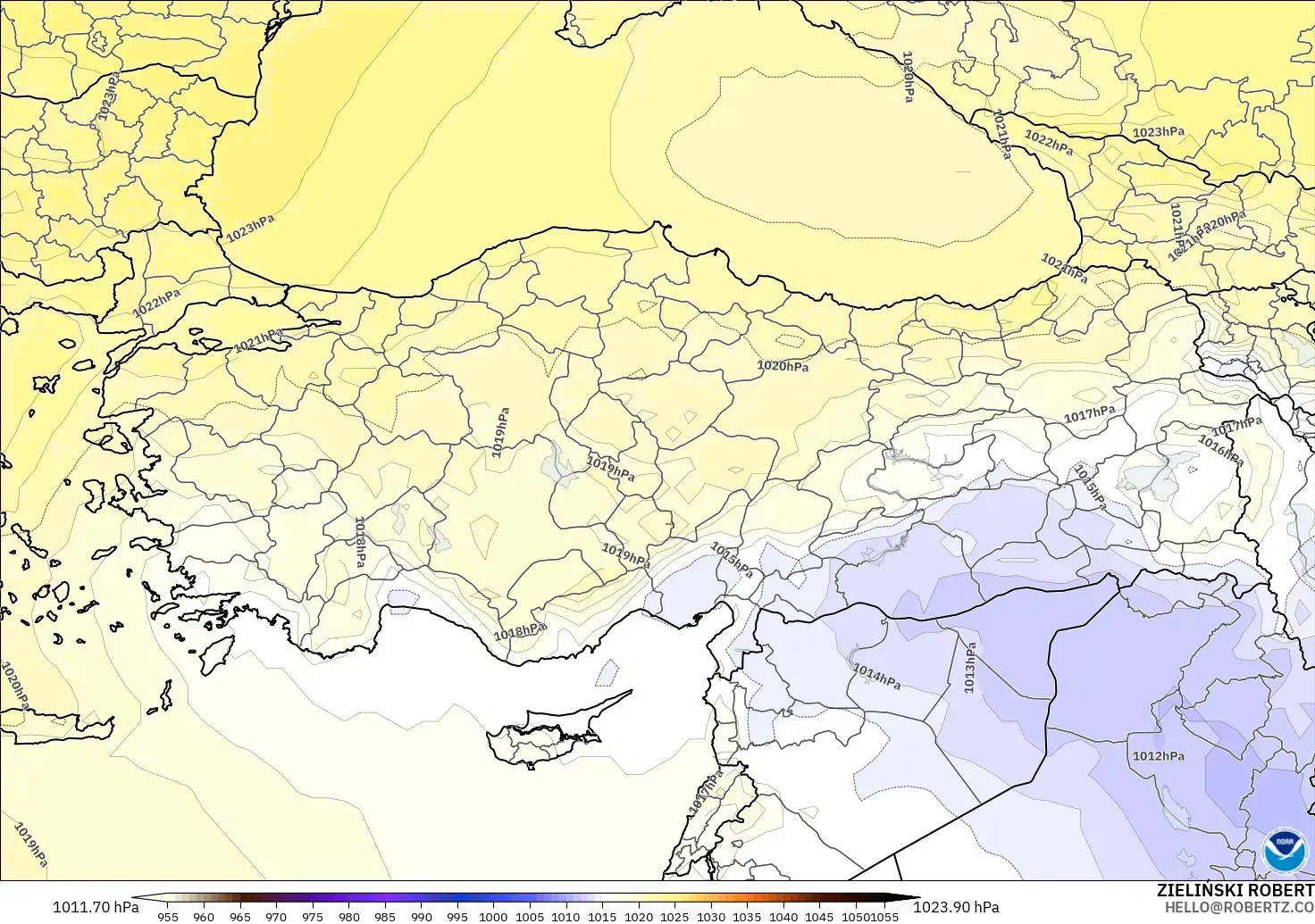 GFS modelo - Turquia, Pressão