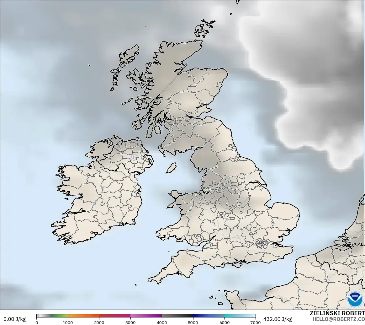 GFS modelo - Reino Unido, CAPE