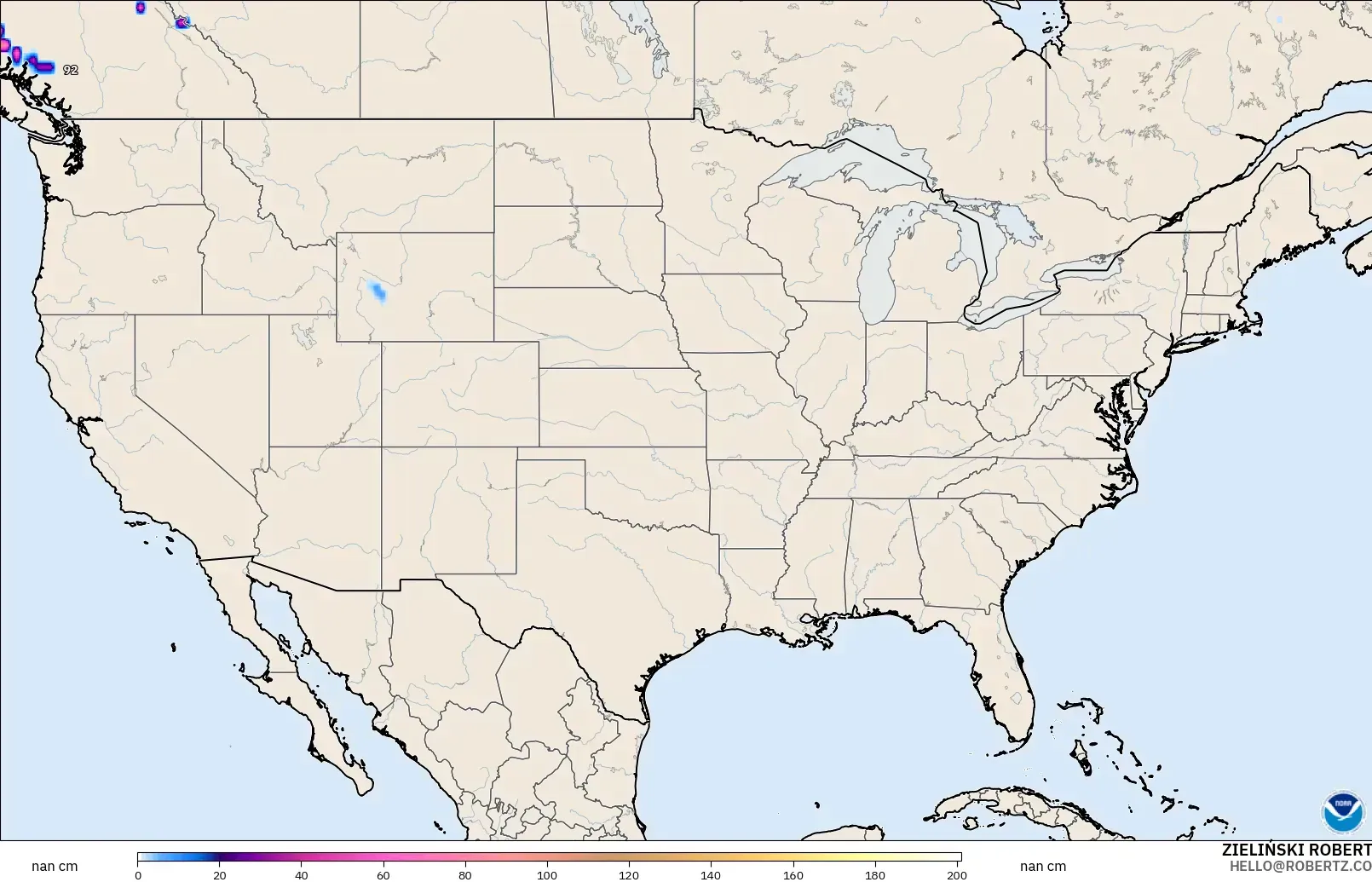 GFS modelo - Estados Unidos, Profundidade da neve
