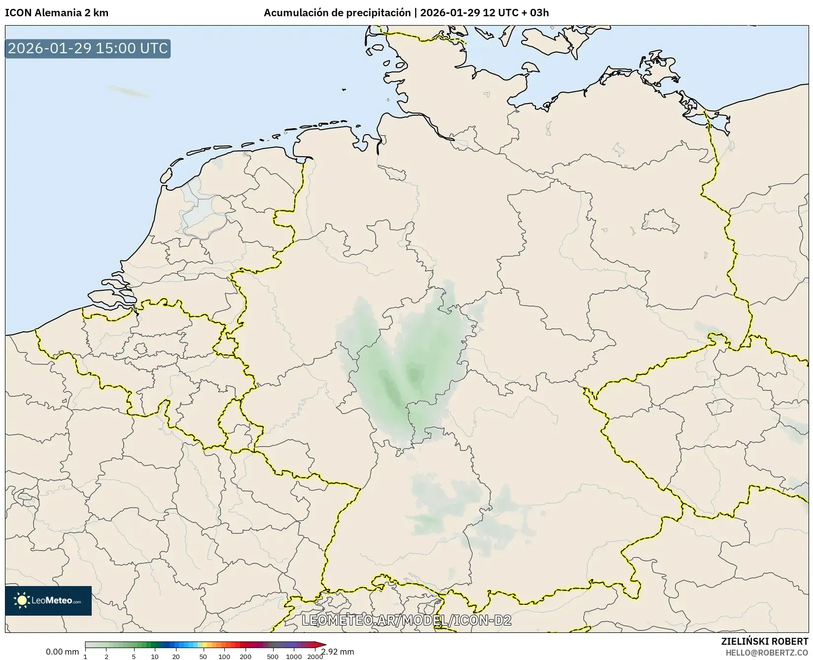 ICON Alemanha 2 km model - Alemanha, Acúmulo de precipitação