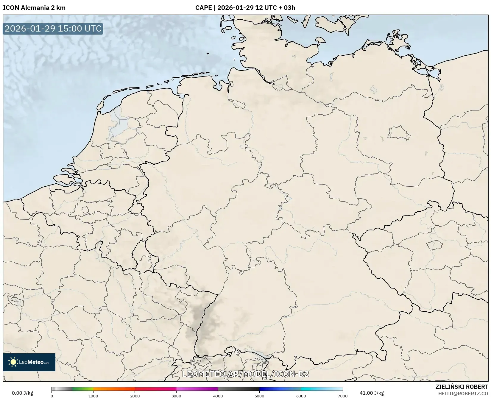 ICON Alemanha 2 km model - Alemanha, CAPE