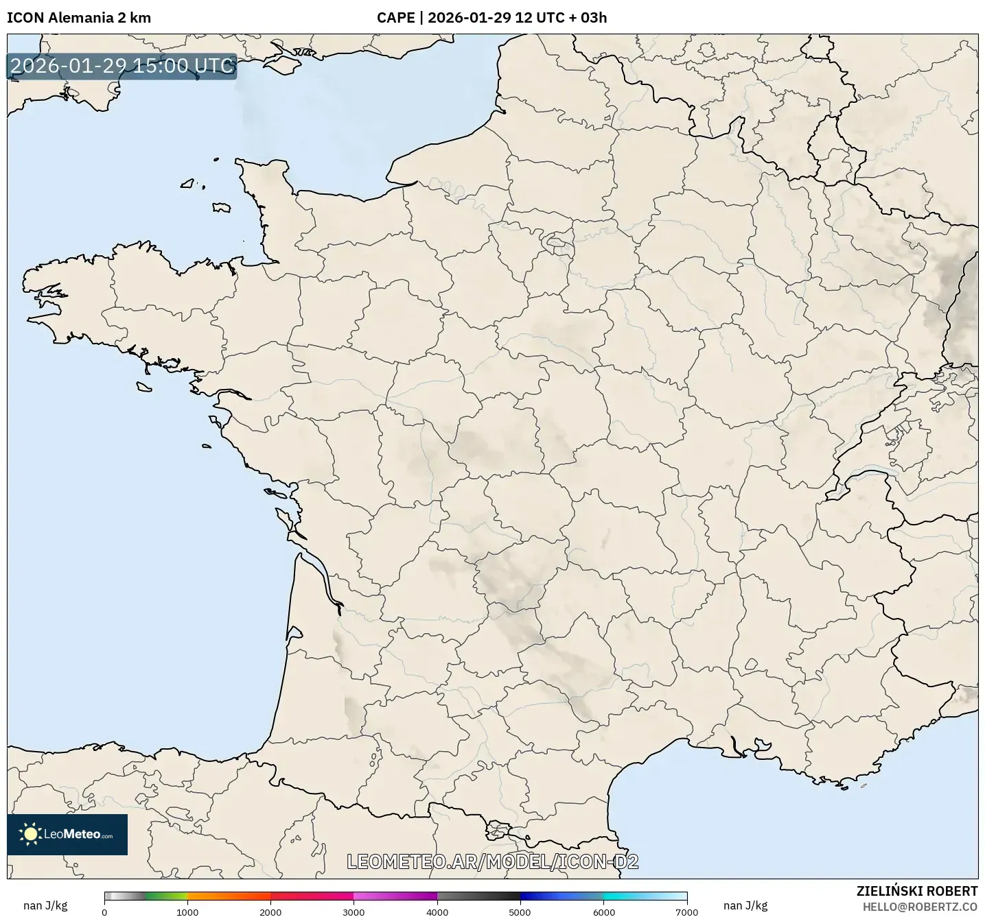 ICON Alemanha 2 km model - França, CAPE