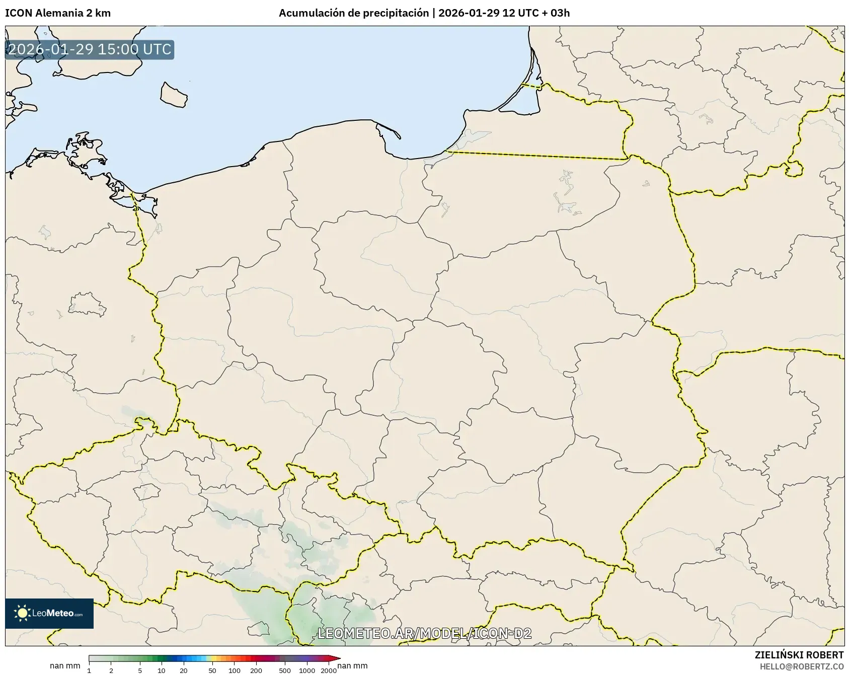 ICON Alemanha 2 km model - Polônia, Acúmulo de precipitação
