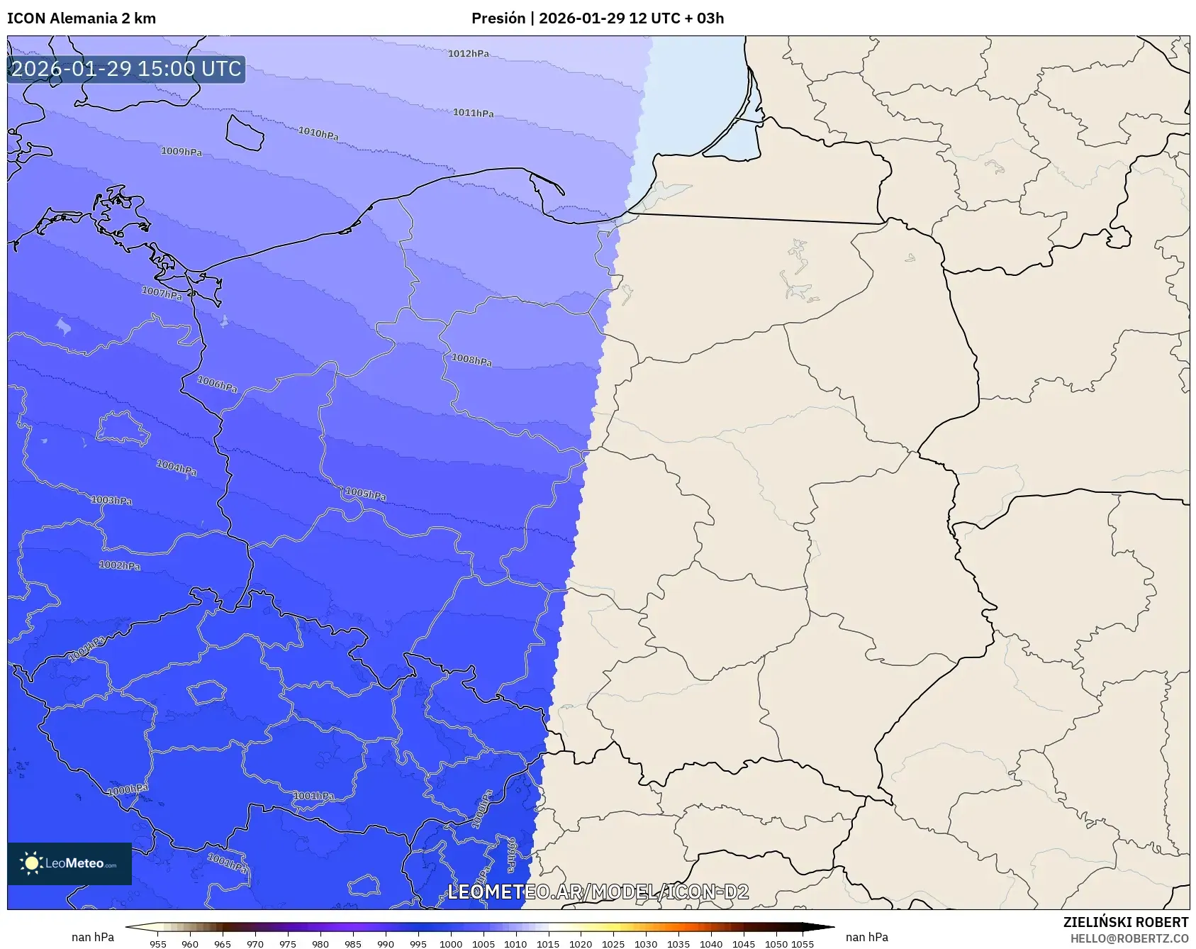 ICON Alemanha 2 km model - Polônia, Pressão