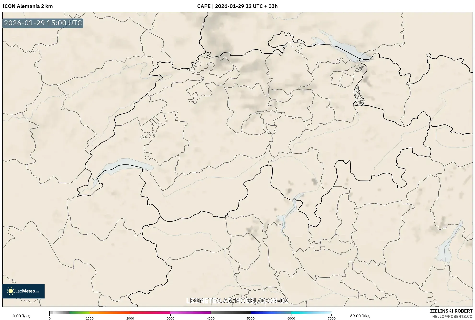 ICON Alemanha 2 km model - Suíça, CAPE
