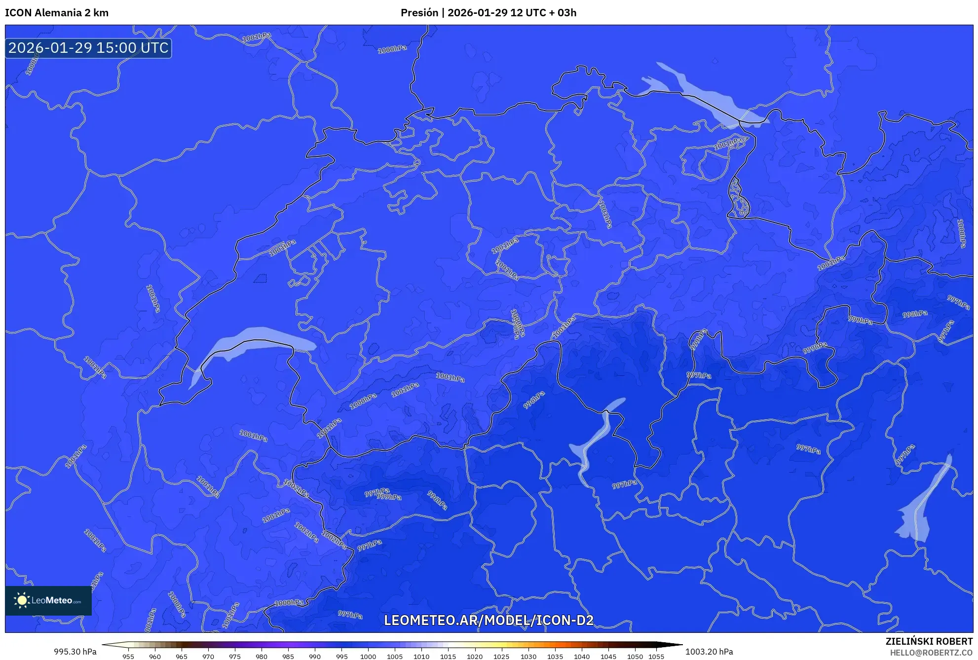 ICON Alemanha 2 km model - Suíça, Pressão