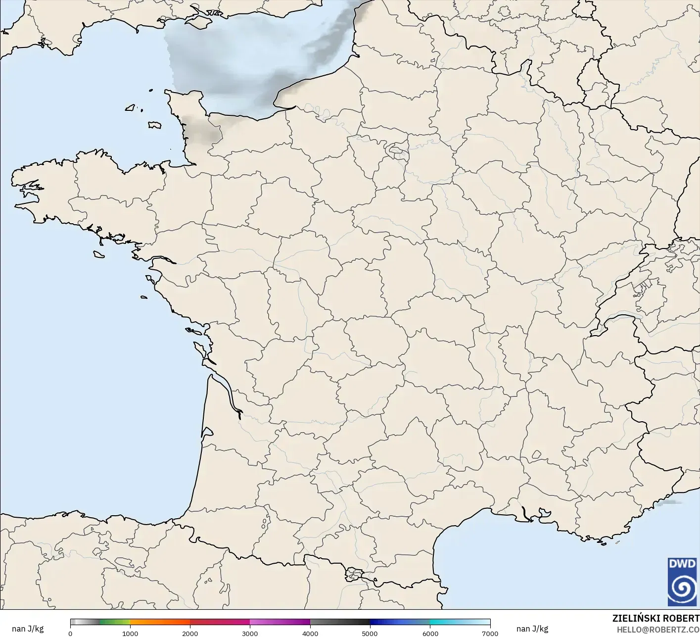 ICON Alemanha 2 km modelo - França, CAPE