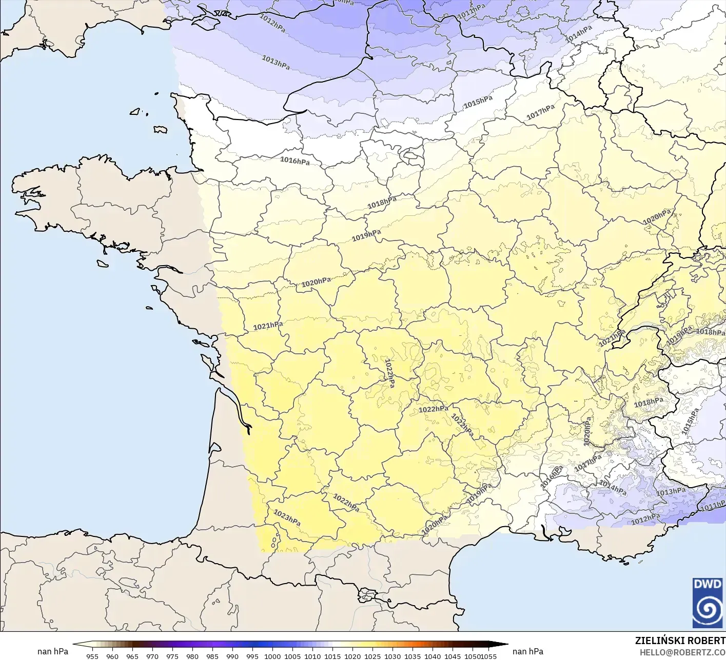 ICON Alemanha 2 km modelo - França, Pressão