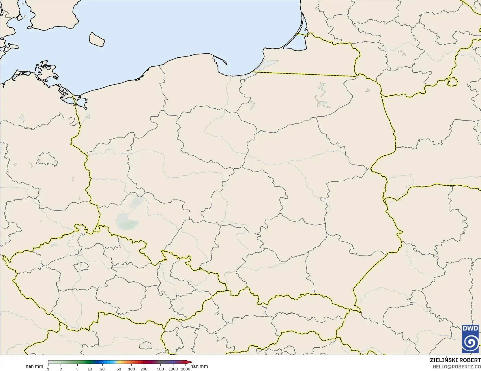 ICON Alemanha 2 km modelo - Polônia, Acúmulo de precipitação