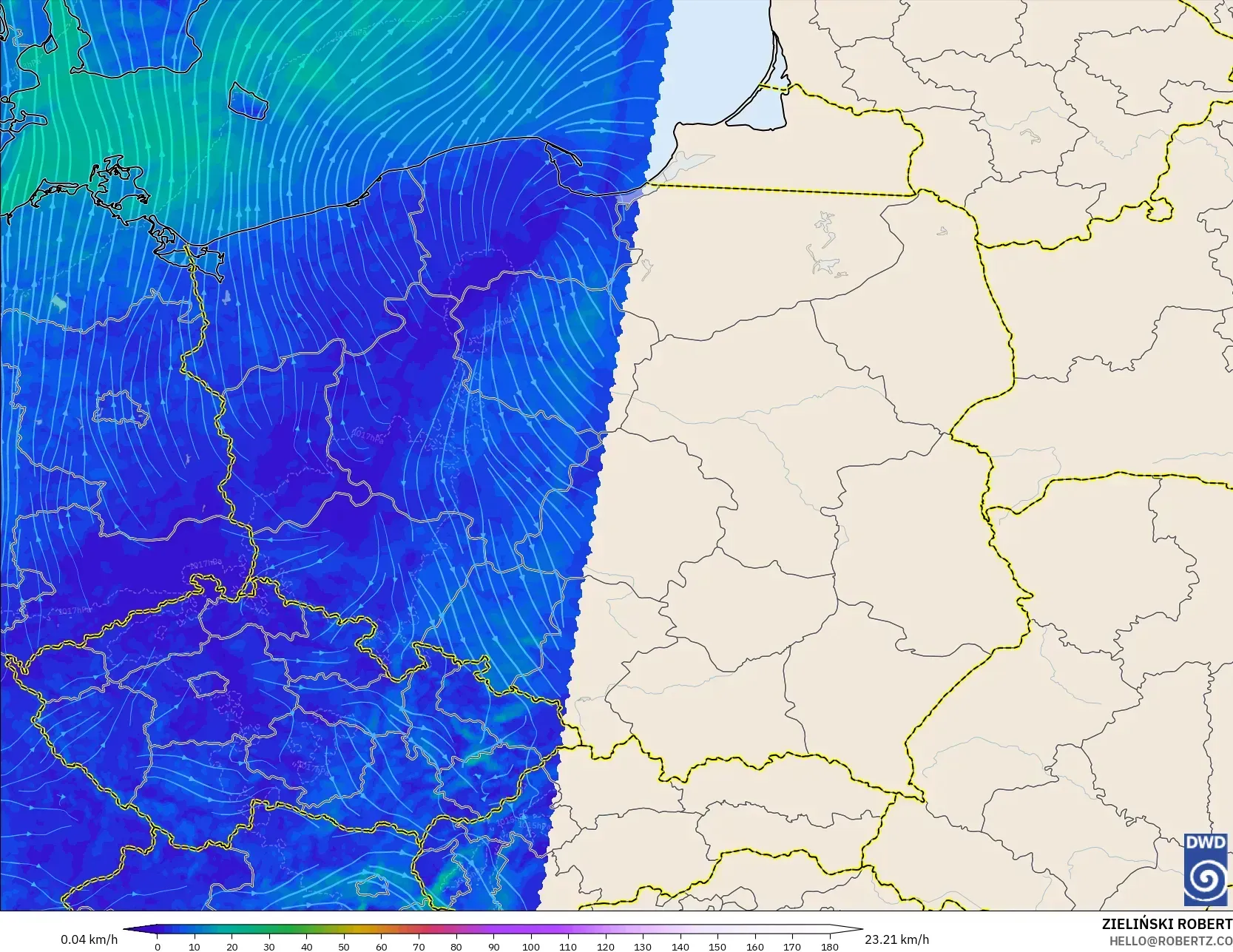 ICON Alemanha 2 km modelo - Polônia, Vento a 10 m