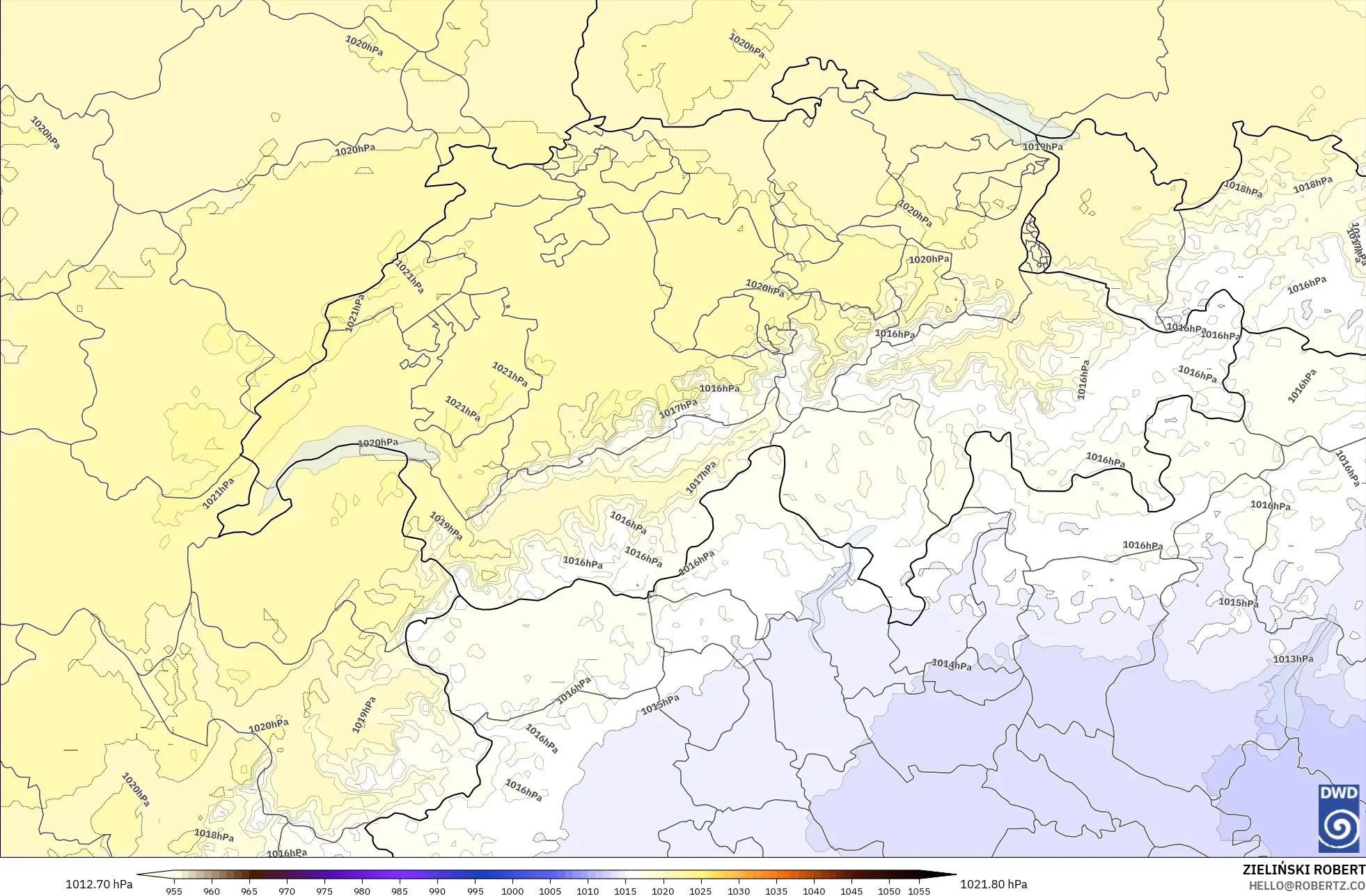 ICON Alemanha 2 km modelo - Suíça, Pressão