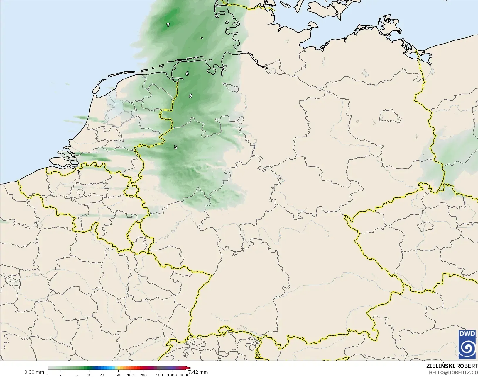ICON Alemanha 2 km modelo - Alemanha, Acúmulo de precipitação