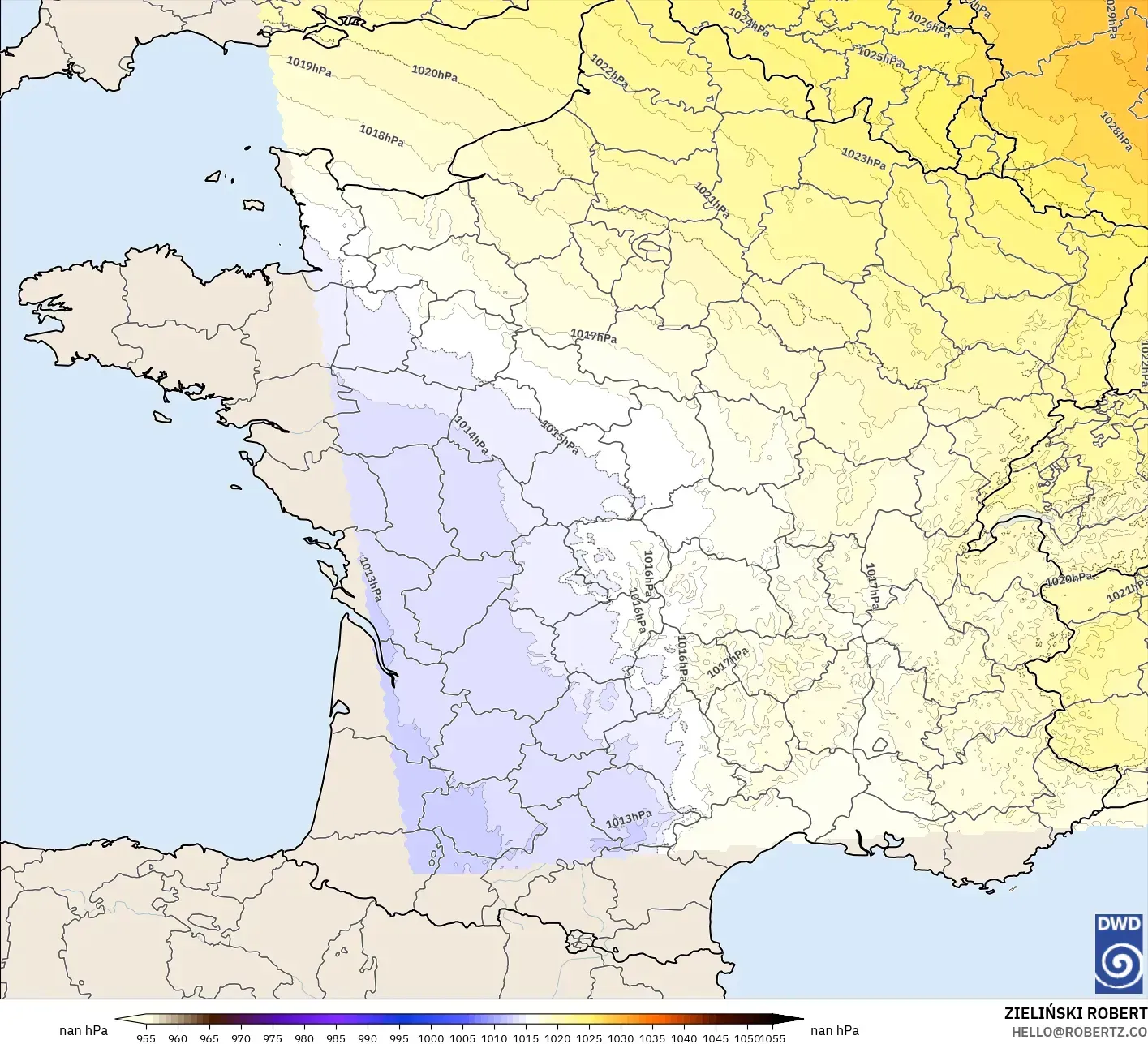 ICON Alemanha 2 km modelo - França, Pressão