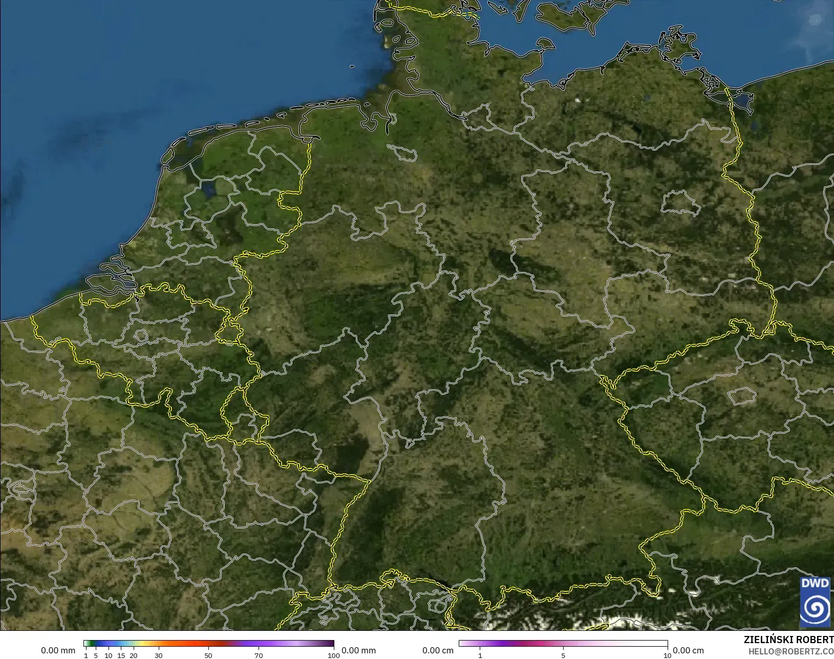 ICON Alemanha 2 km modelo - Alemanha, Precipitação, nuvens e pressão