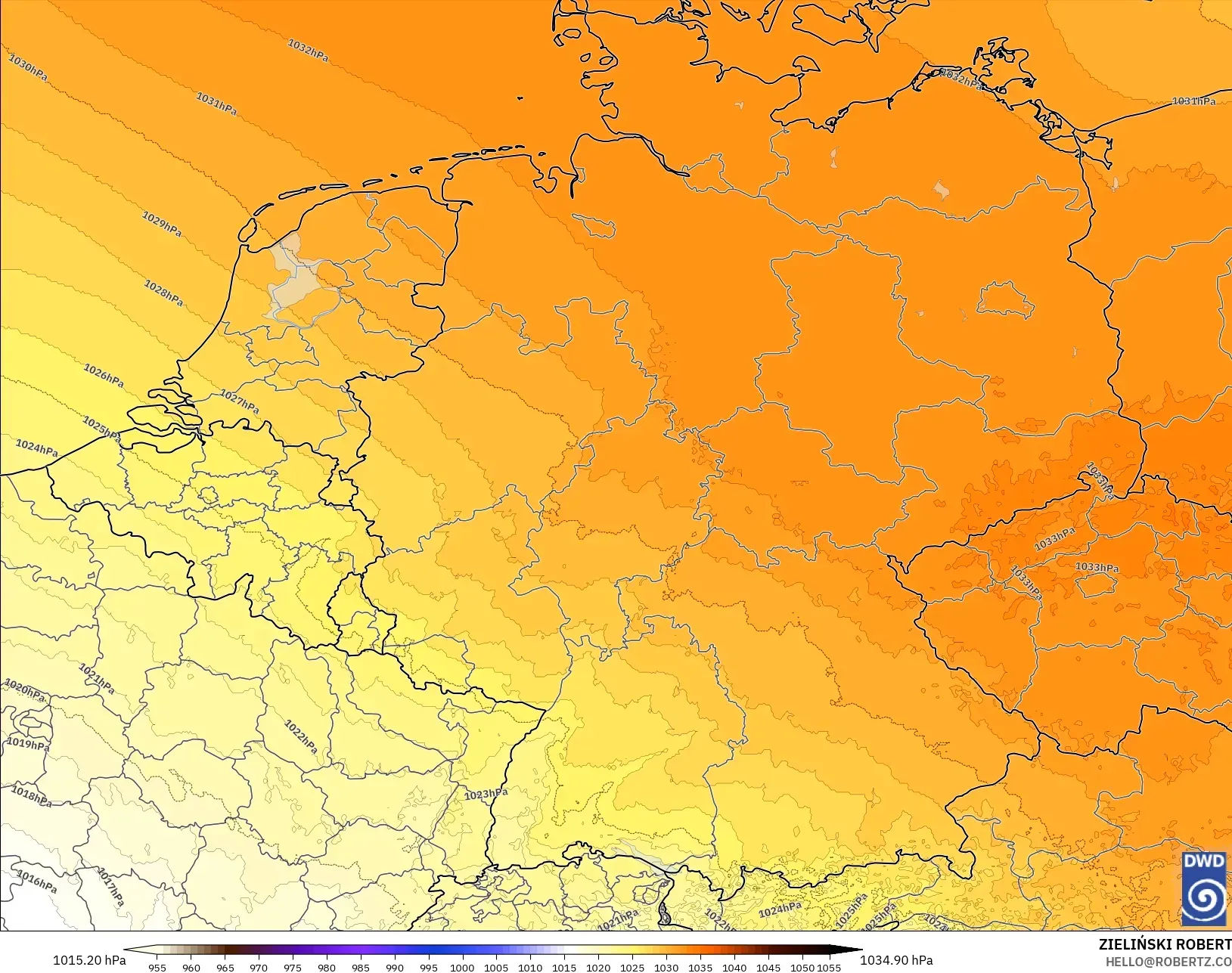ICON Alemanha 2 km modelo - Alemanha, Pressão