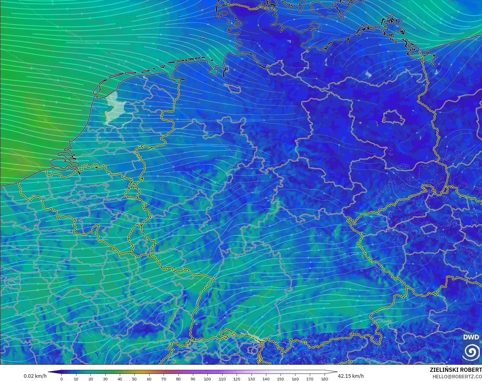 ICON Alemanha 2 km modelo - Alemanha, Vento a 10 m