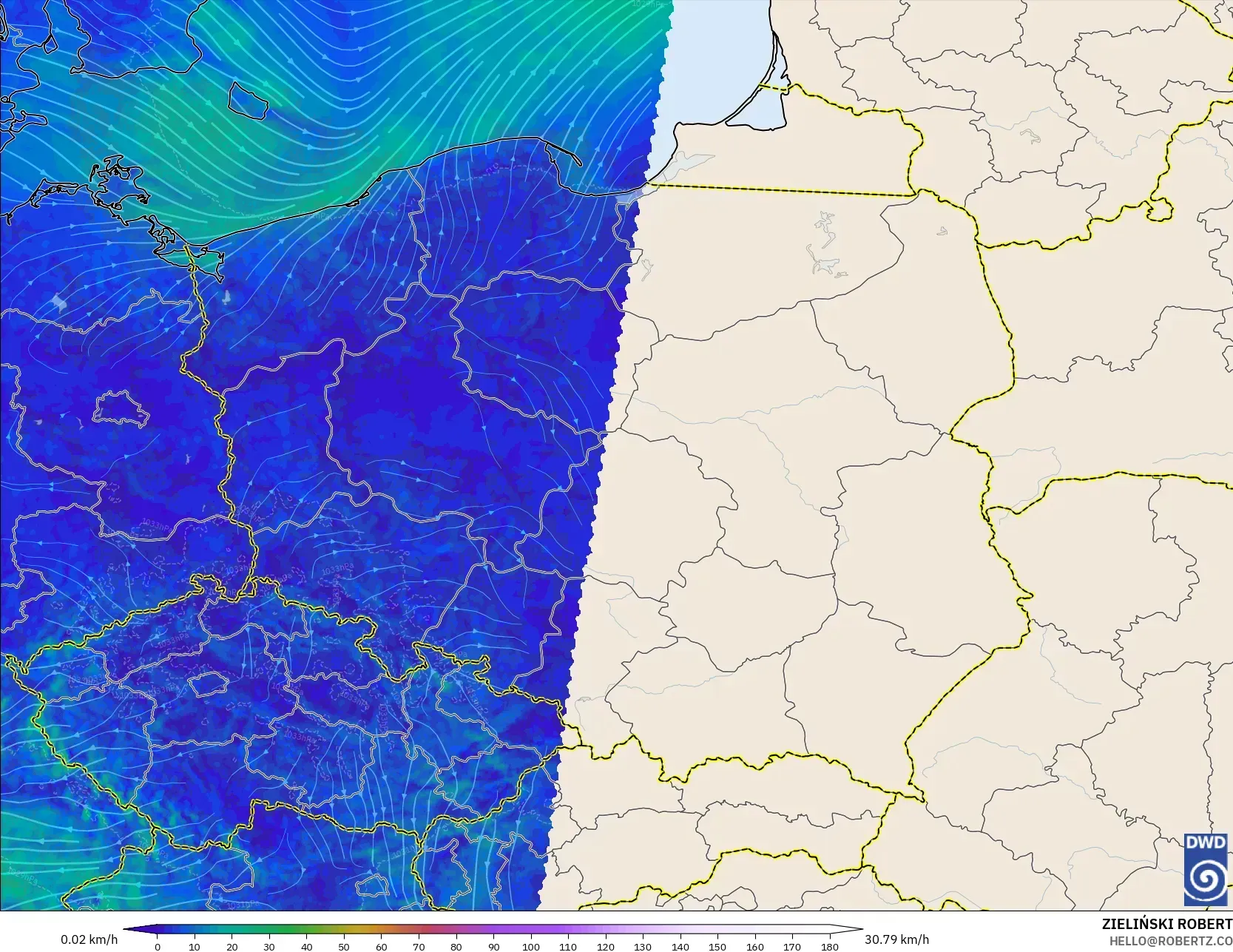 ICON Alemanha 2 km modelo - Polônia, Vento a 10 m