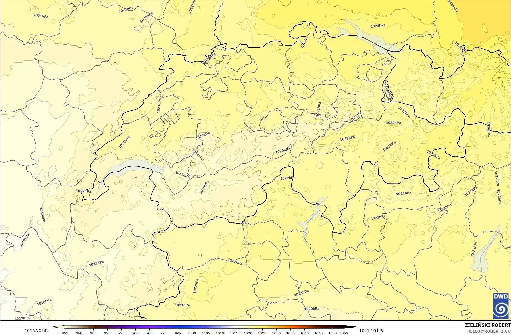 ICON Alemanha 2 km modelo - Suíça, Pressão