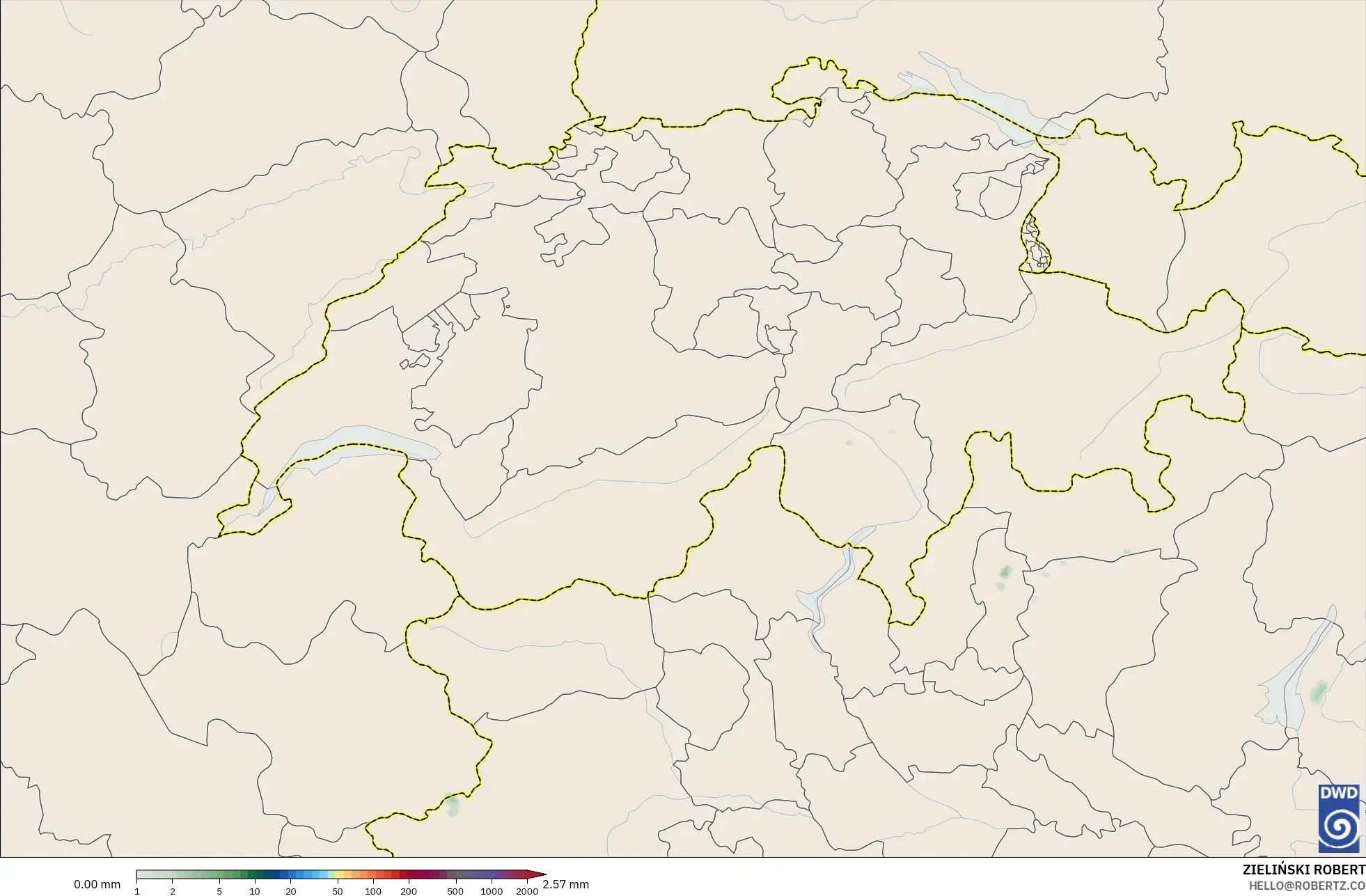 ICON Alemanha 2 km modelo - Suíça, Acúmulo de precipitação
