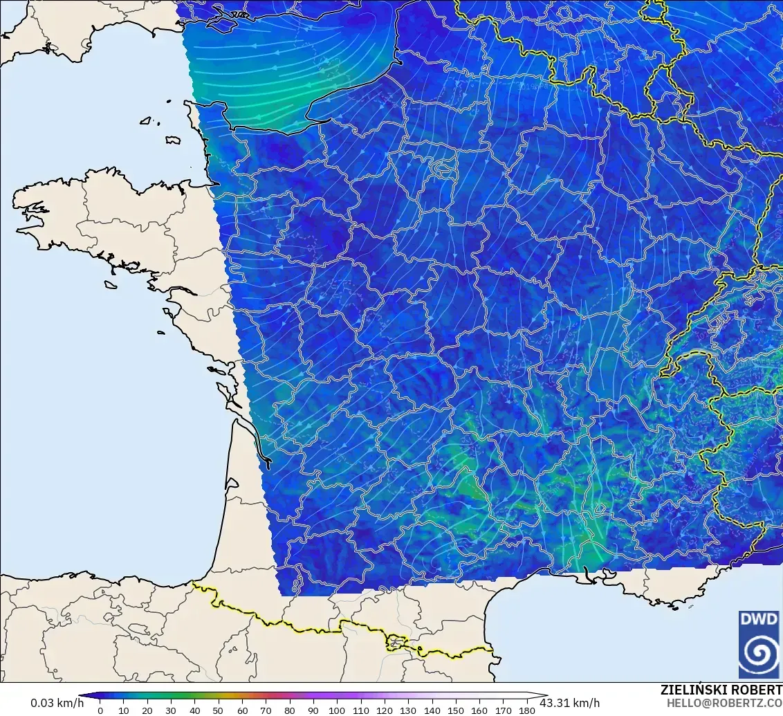 ICON Alemanha 2 km modelo - França, Vento a 10 m