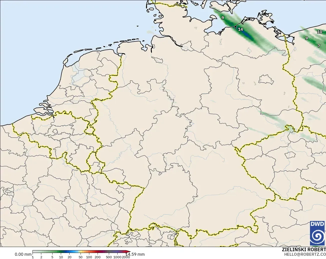 ICON Alemanha 2 km modelo - Alemanha, Acúmulo de precipitação