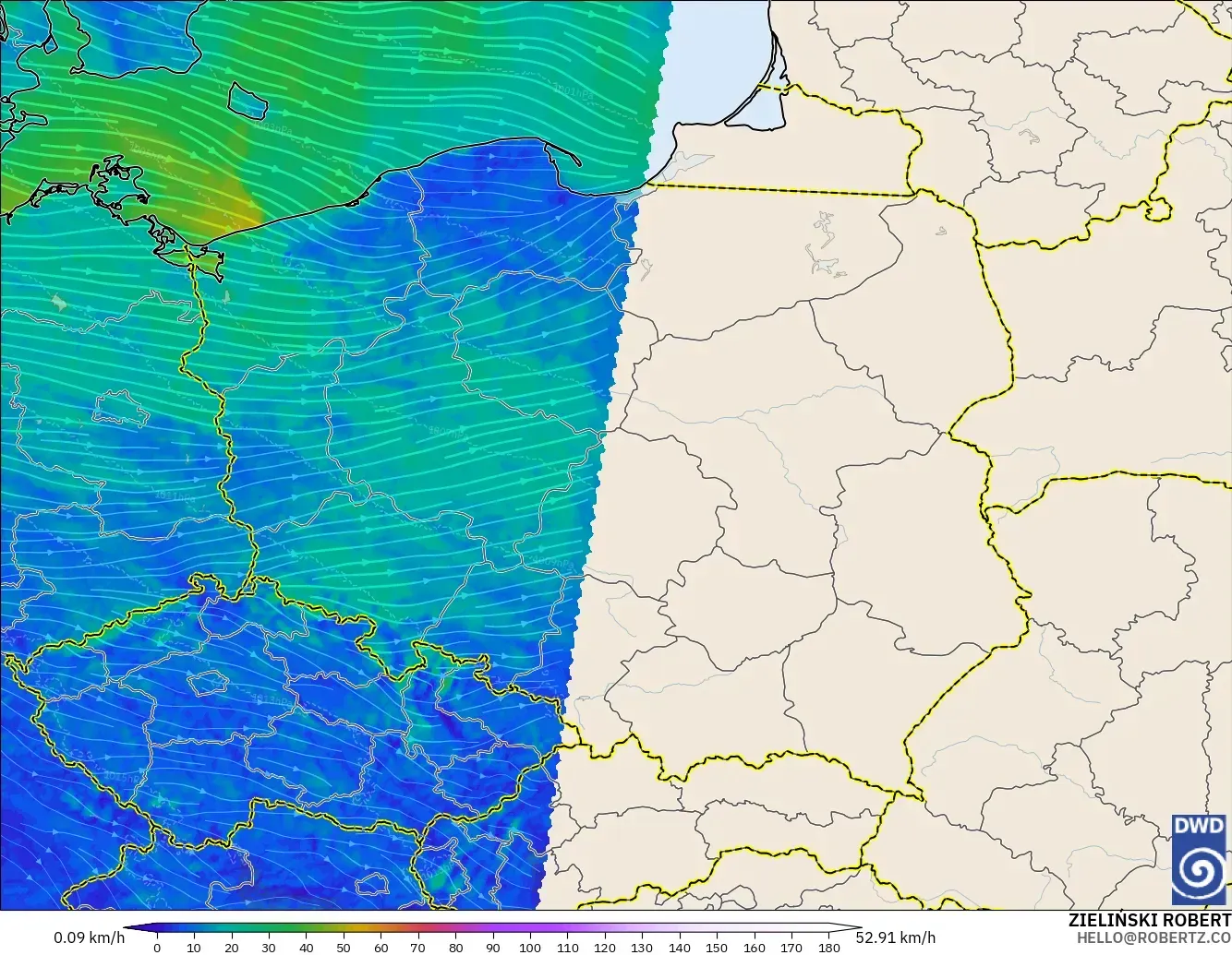 ICON Alemanha 2 km modelo - Polônia, Vento a 10 m