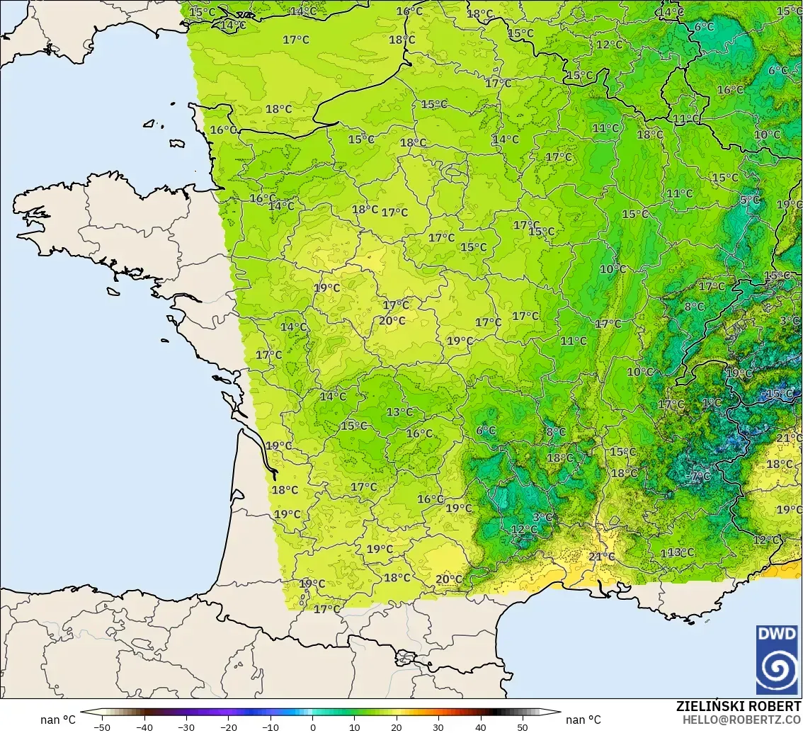 ICON Alemanha 2 km modelo - França, Ponto de orvalho a 2 m