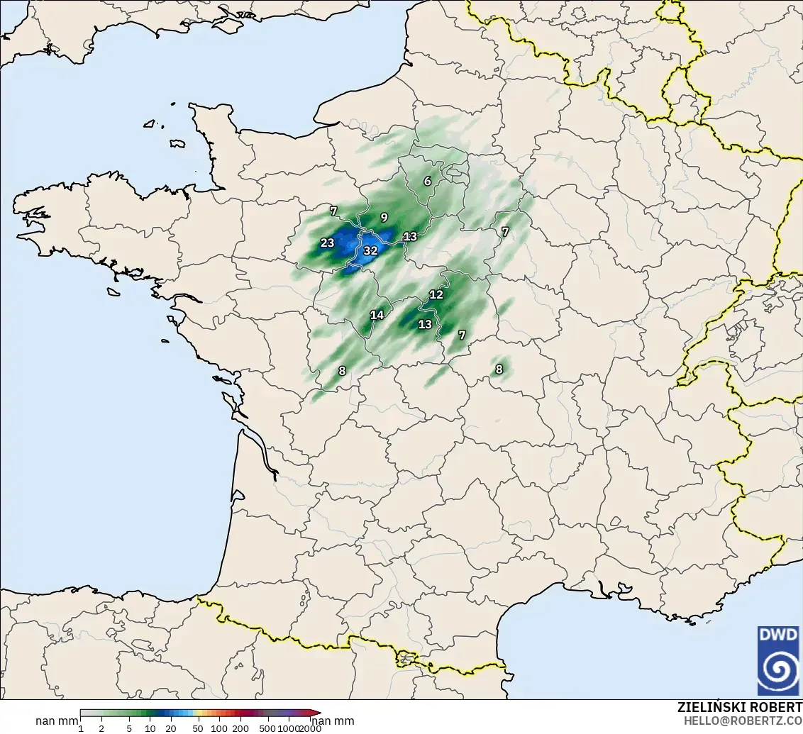 ICON Alemanha 2 km modelo - França, Acúmulo de precipitação