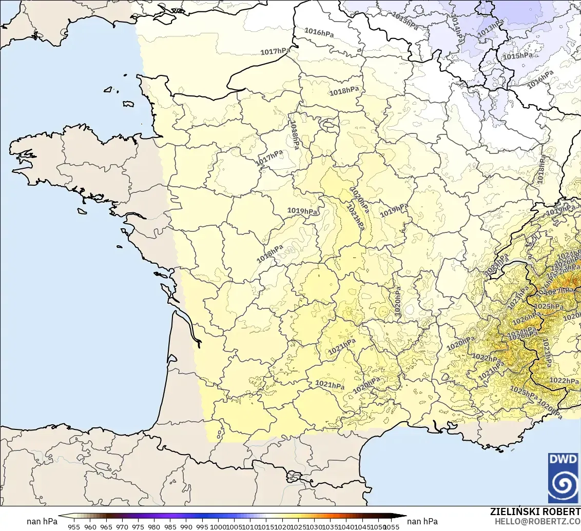 ICON Alemanha 2 km modelo - França, Pressão