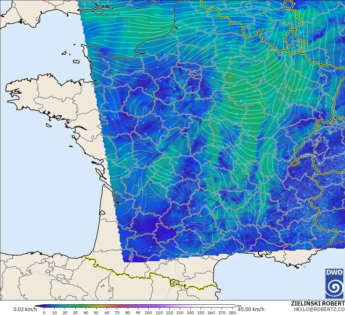 ICON Alemanha 2 km modelo - França, Vento a 10 m