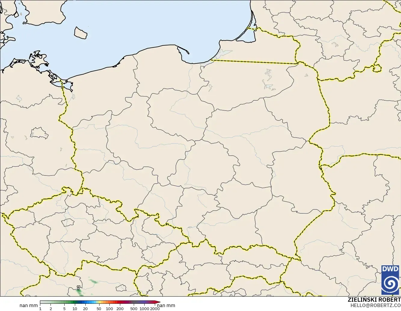 ICON Alemanha 2 km modelo - Polônia, Acúmulo de precipitação