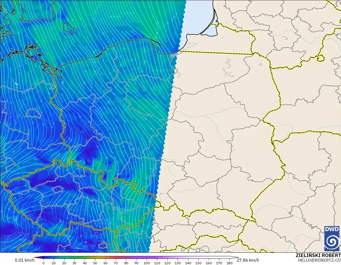 ICON Alemanha 2 km modelo - Polônia, Vento a 10 m