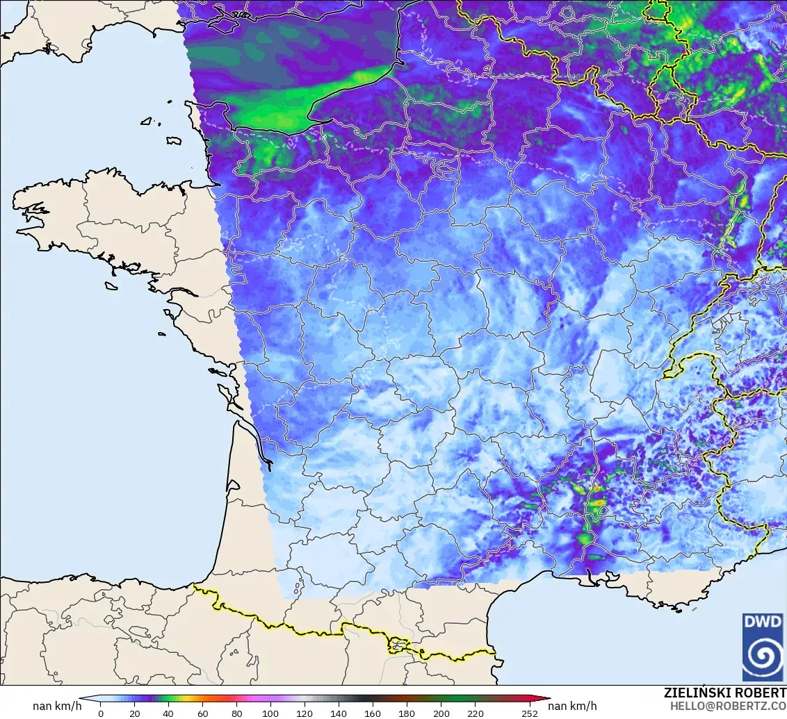 ICON Alemanha 2 km modelo - França, Rajadas de vento