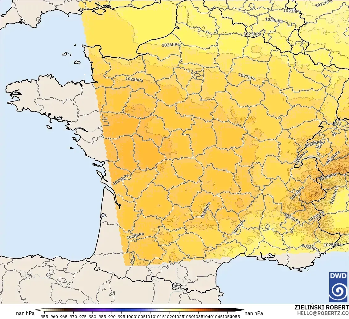 ICON Alemanha 2 km modelo - França, Pressão