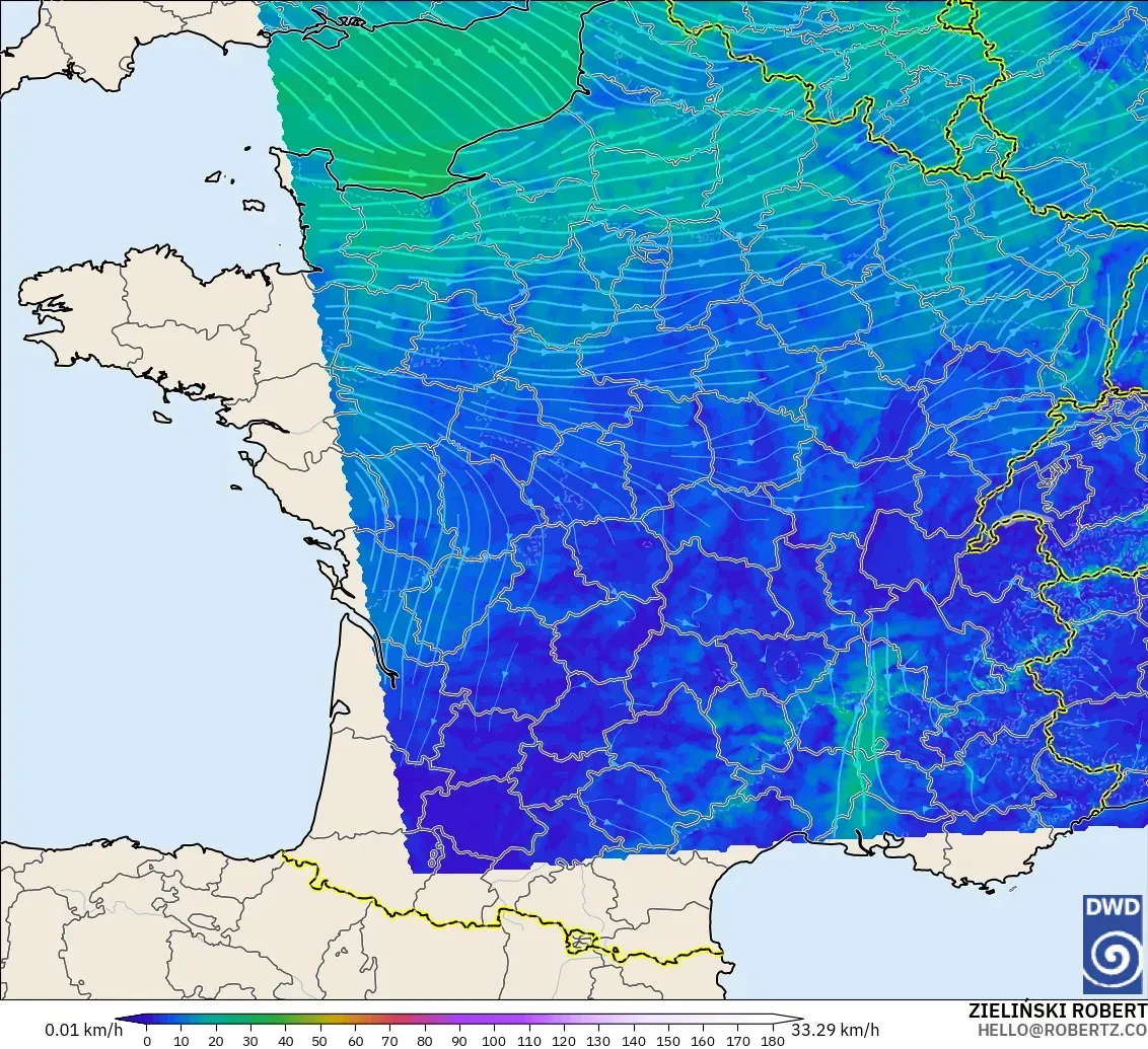 ICON Alemanha 2 km modelo - França, Vento a 10 m