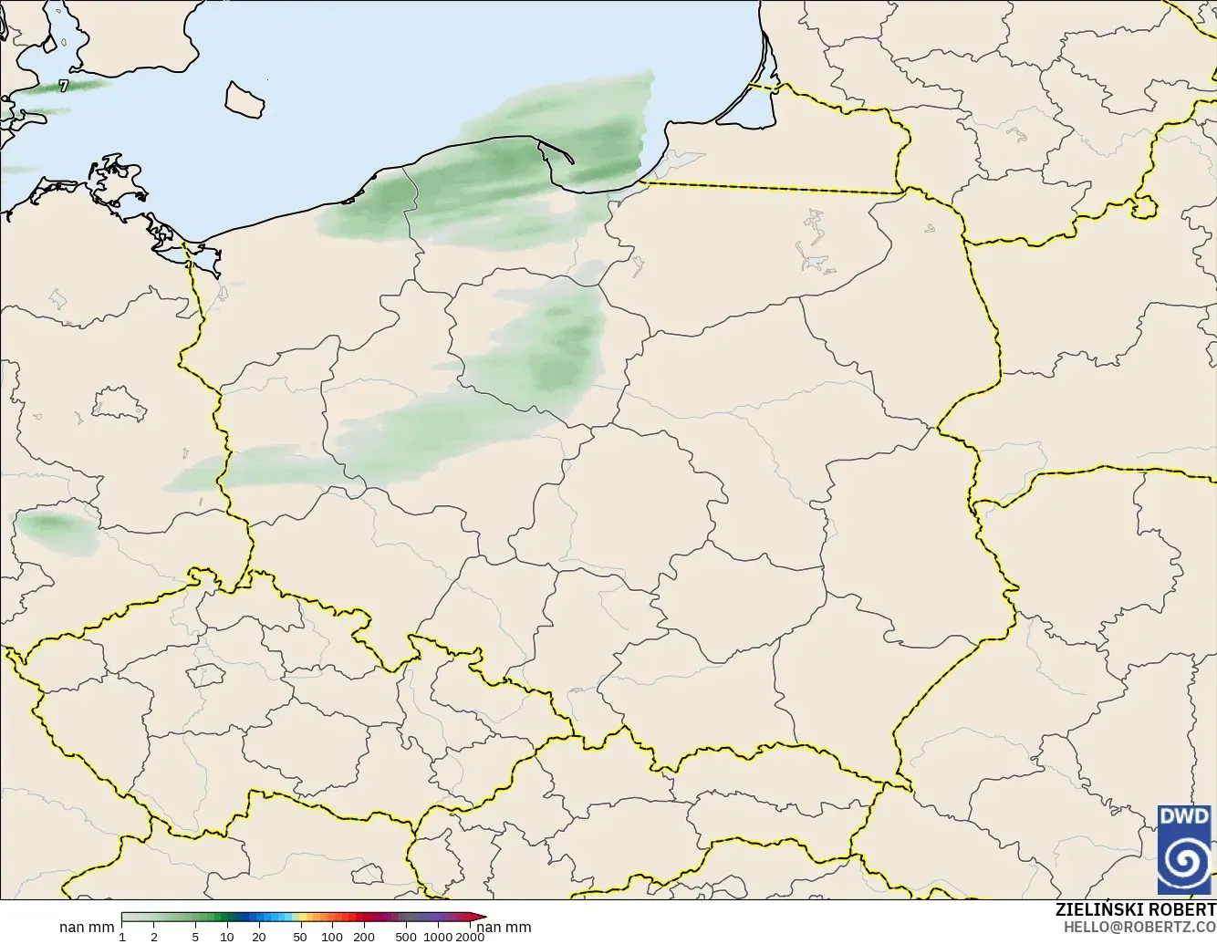 ICON Alemanha 2 km modelo - Polônia, Acúmulo de precipitação