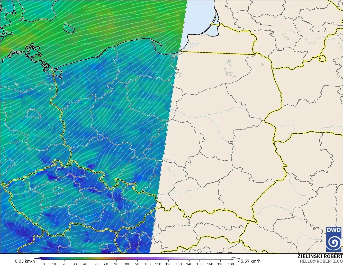 ICON Alemanha 2 km modelo - Polônia, Vento a 10 m