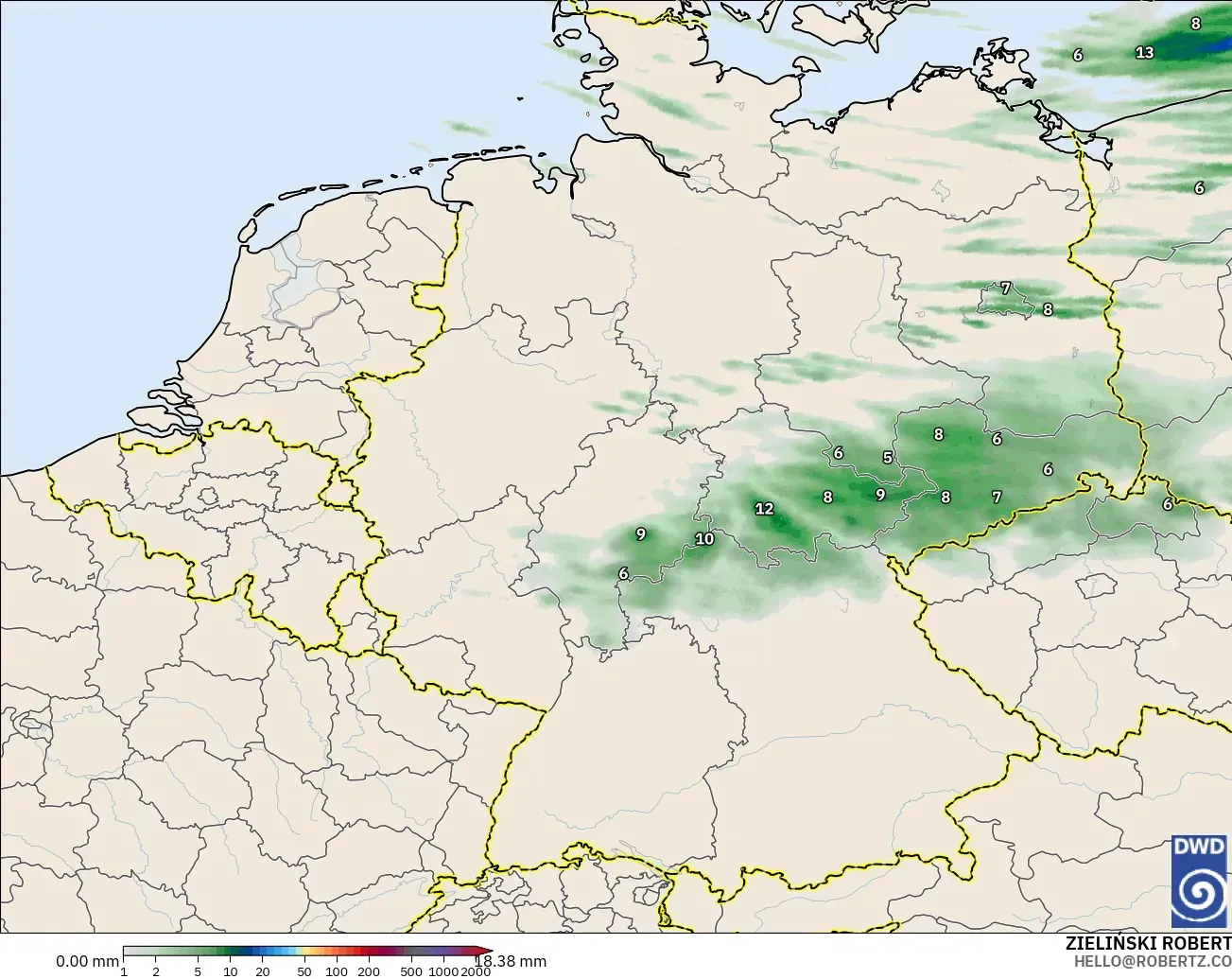 ICON Alemanha 2 km modelo - Alemanha, Acúmulo de precipitação