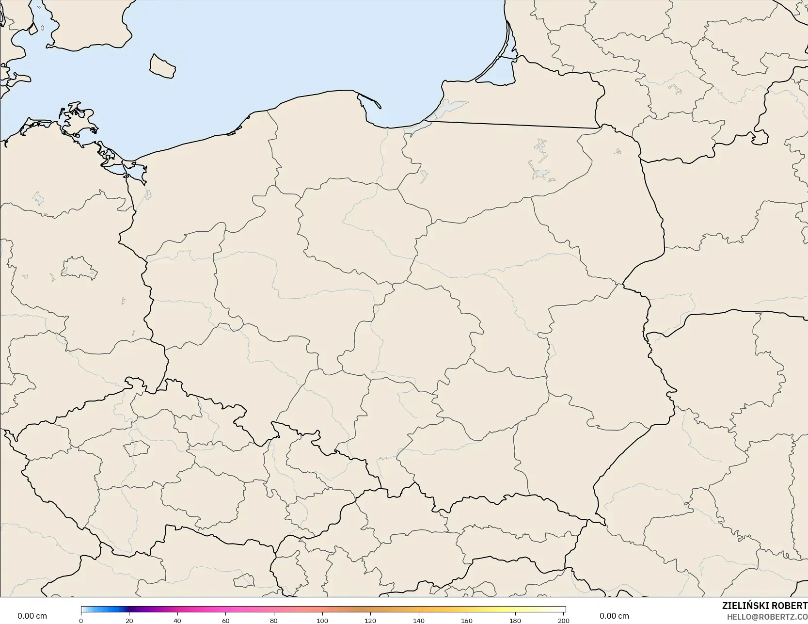 ICON Polônia 2 km modelo - Polônia, Profundidade da neve