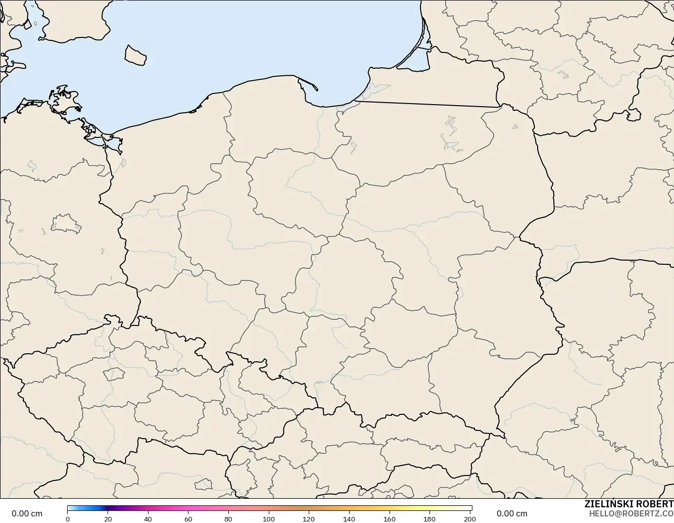 ICON Polônia 2 km modelo - Polônia, Profundidade da neve