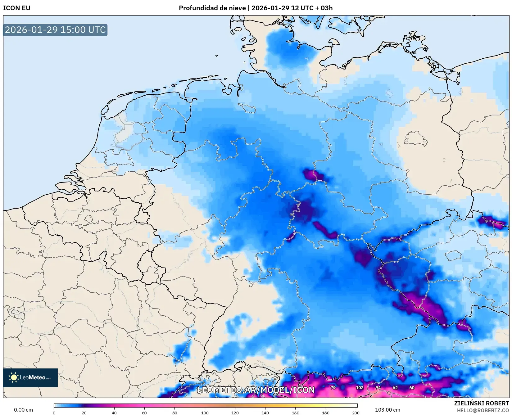 ICON model - Alemanha, Profundidade da neve