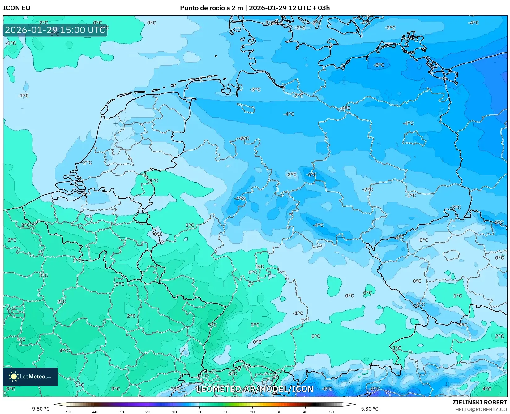 ICON model - Alemanha, Ponto de orvalho a 2 m