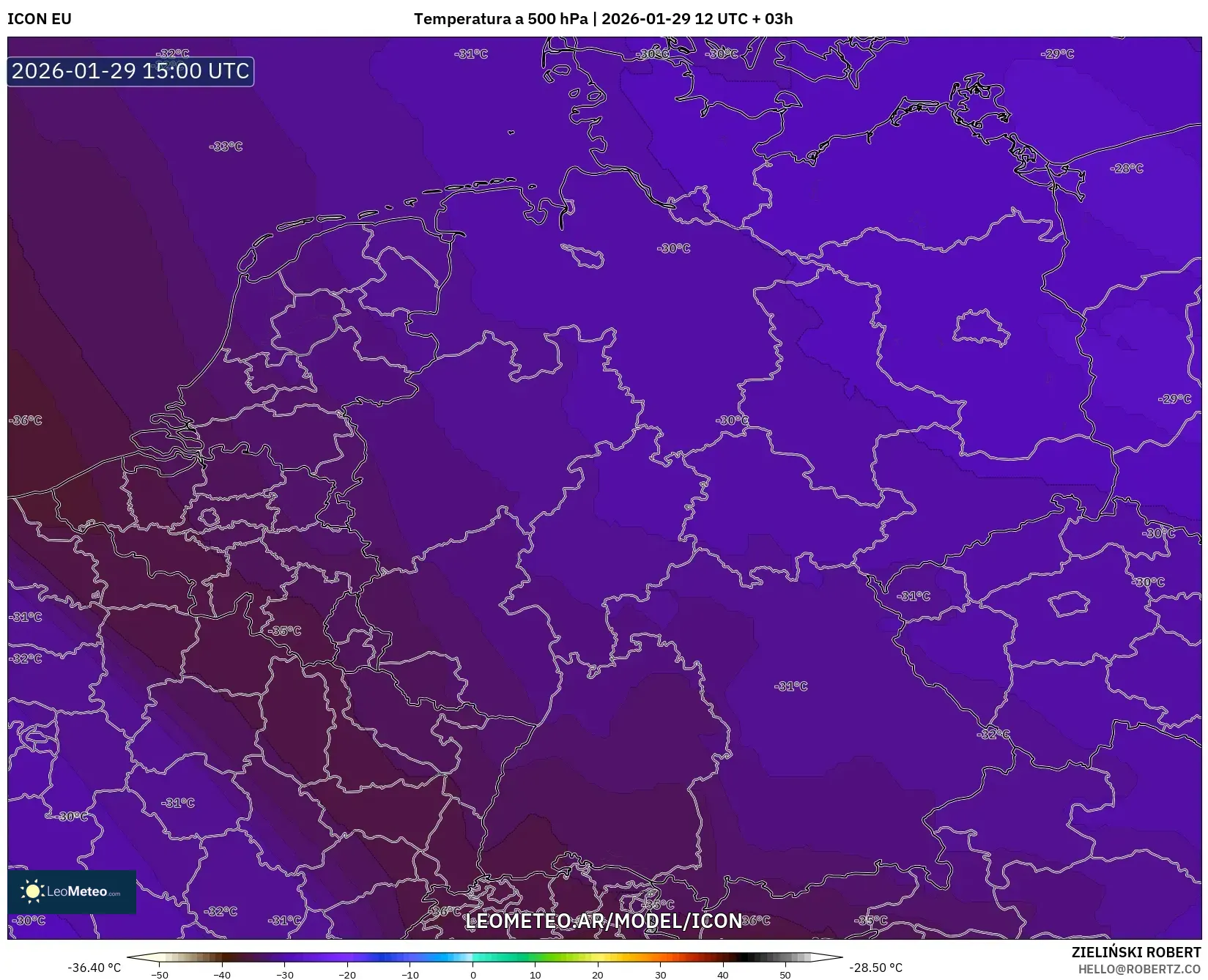 ICON model - Alemanha, Temperatura a 500 hPa