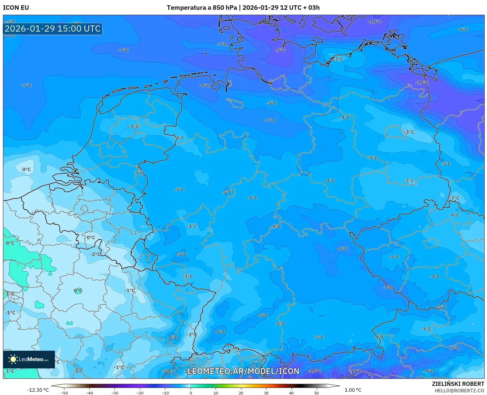 ICON model - Alemanha, Temperatura a 850 hPa