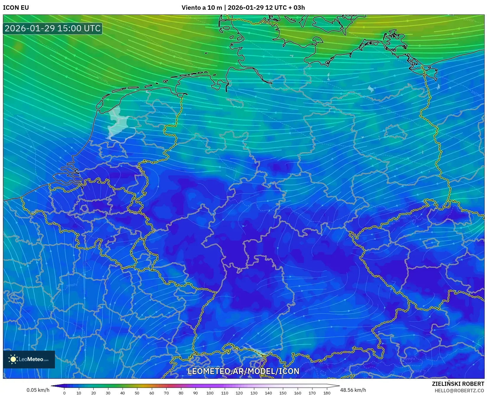 ICON model - Alemanha, Vento a 10 m