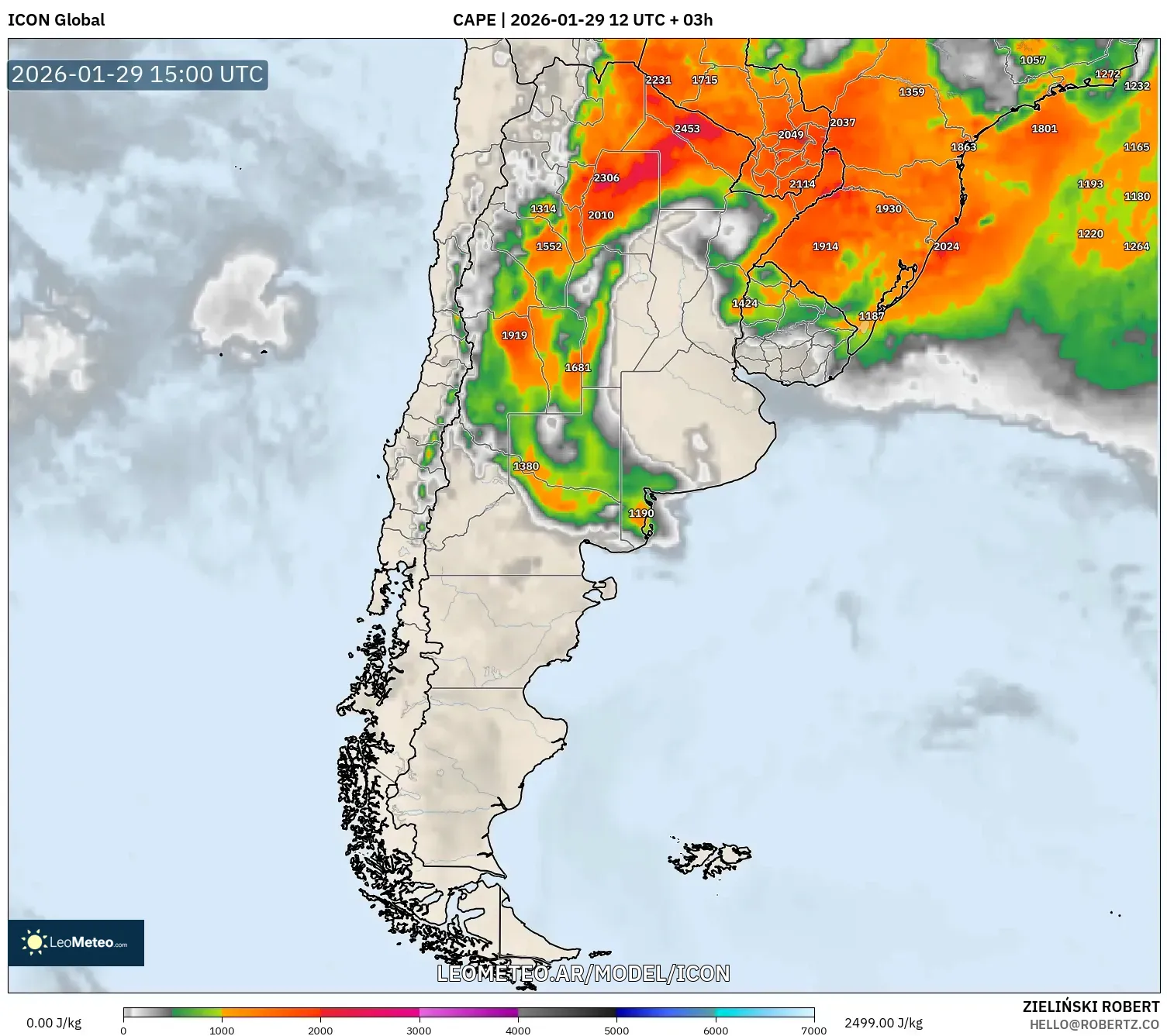 ICON model - Argentina, CAPE