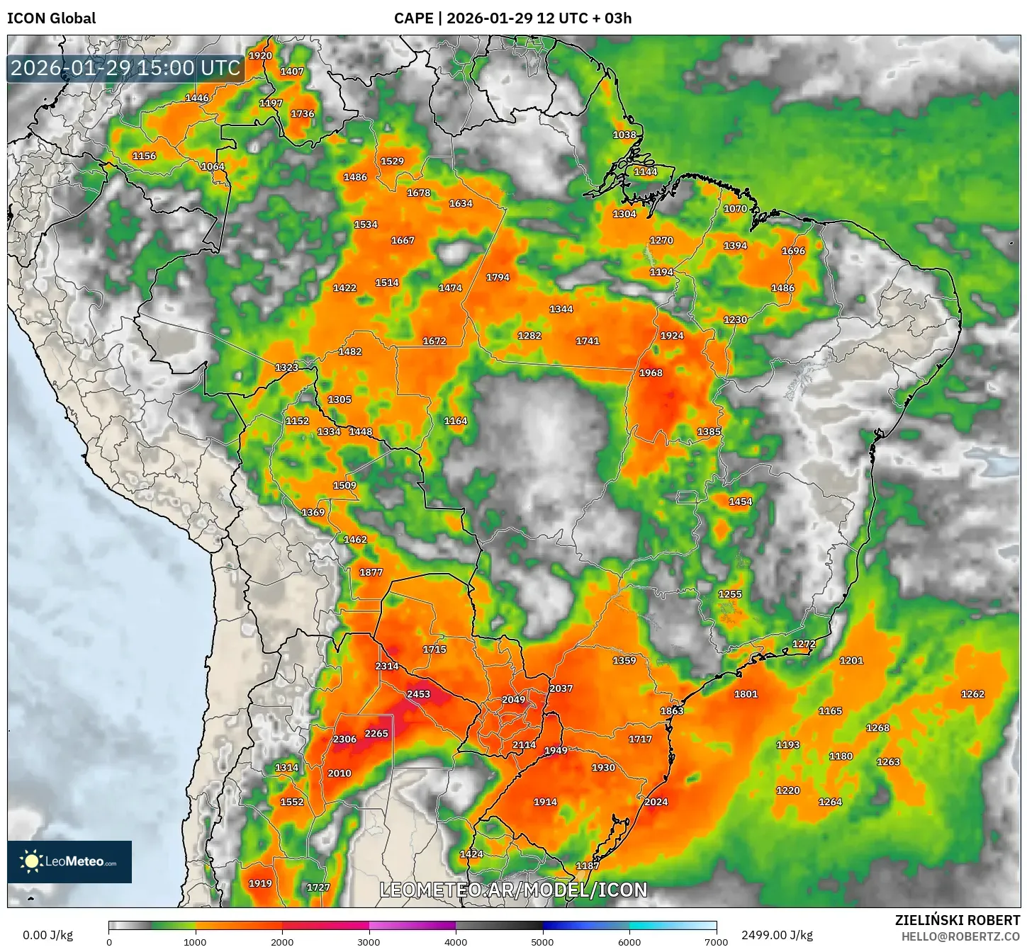 ICON model - Brasil, CAPE