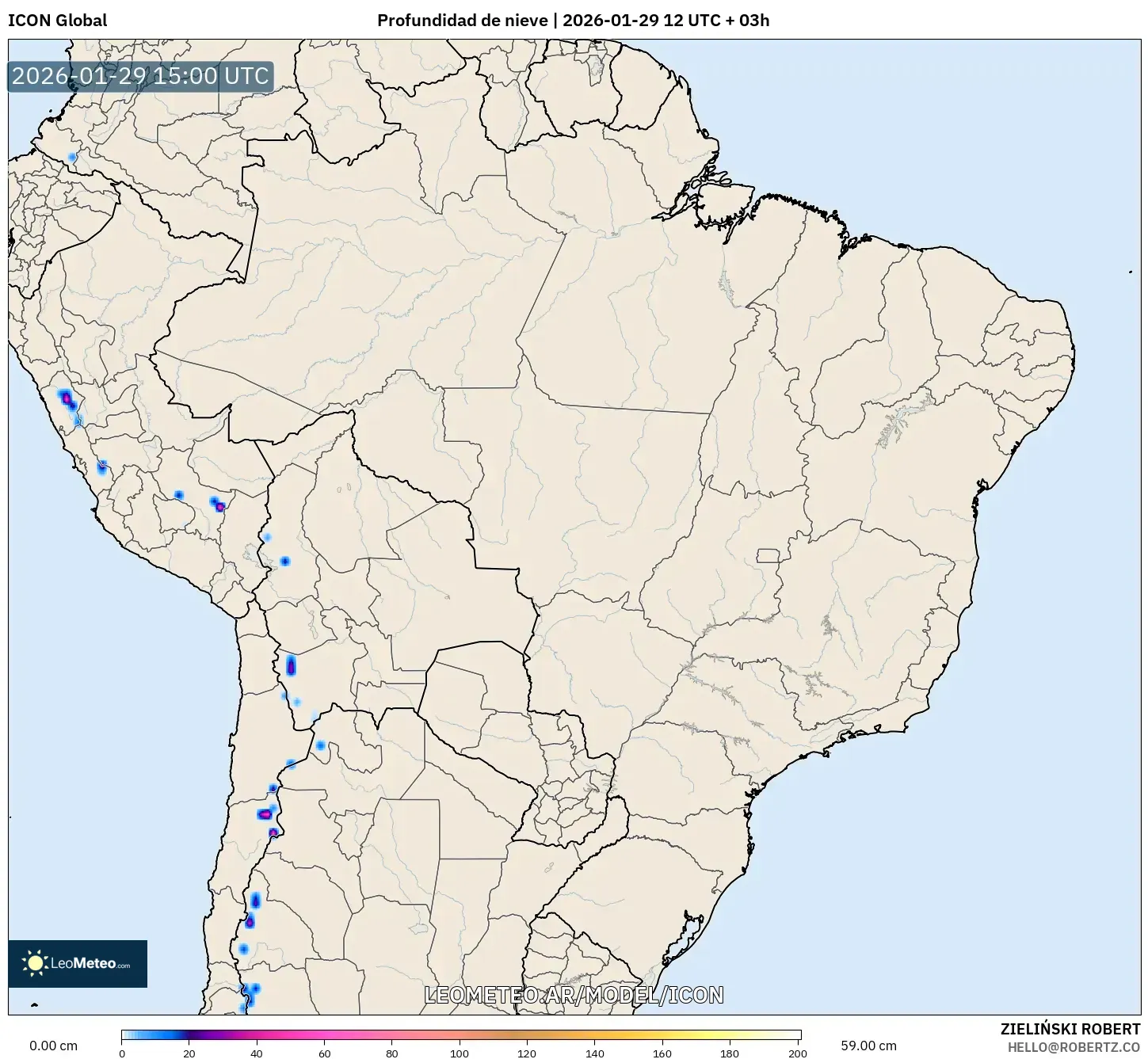 ICON model - Brasil, Profundidade da neve