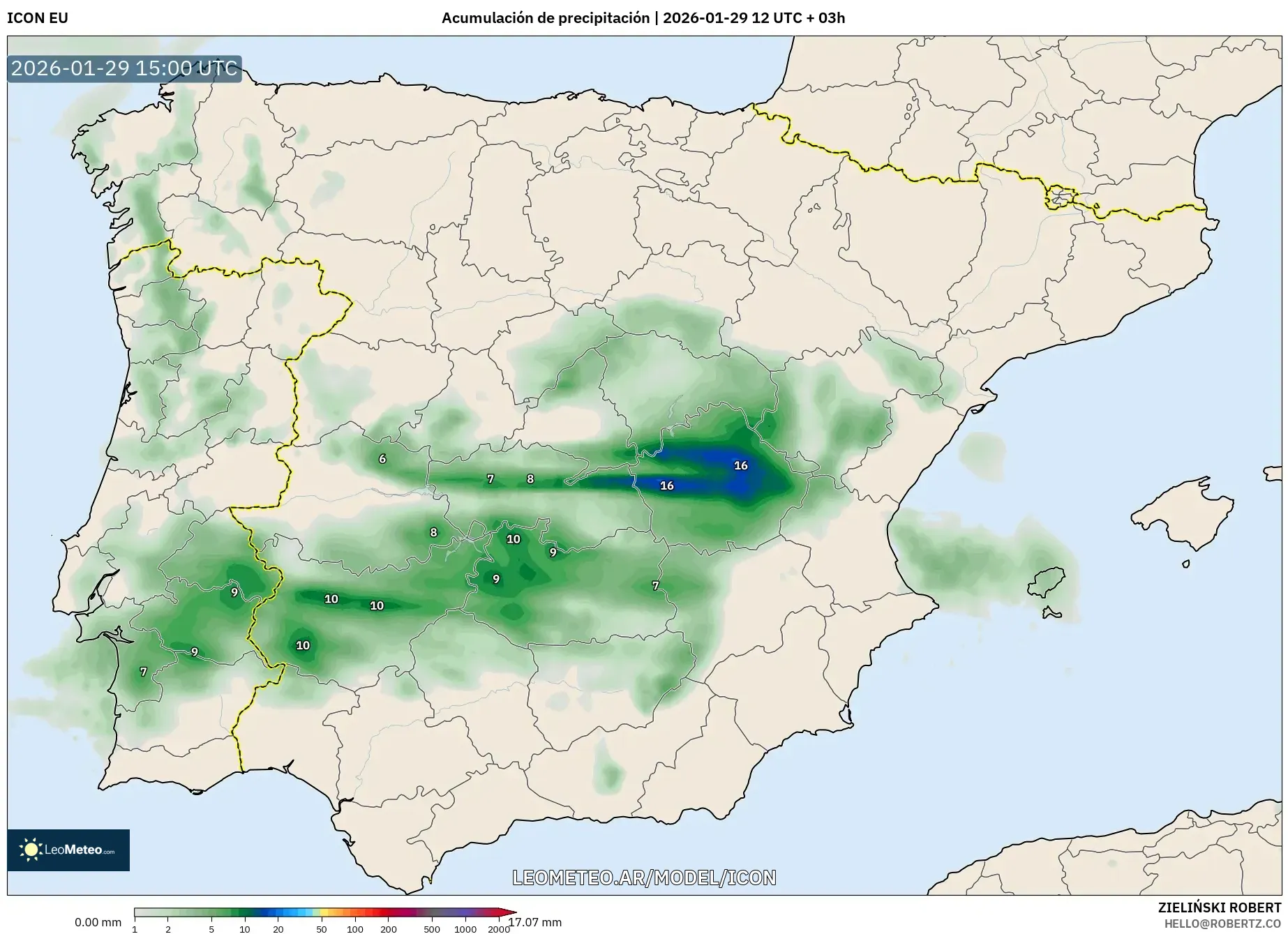 ICON model - Espanha, Acúmulo de precipitação